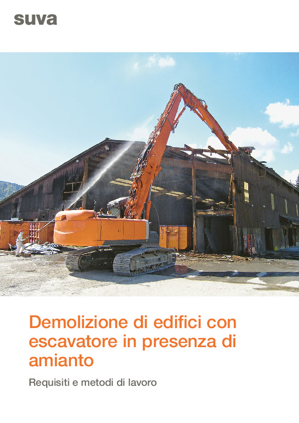 Opuscolo amianto: demolizione di edifici con escavatore
